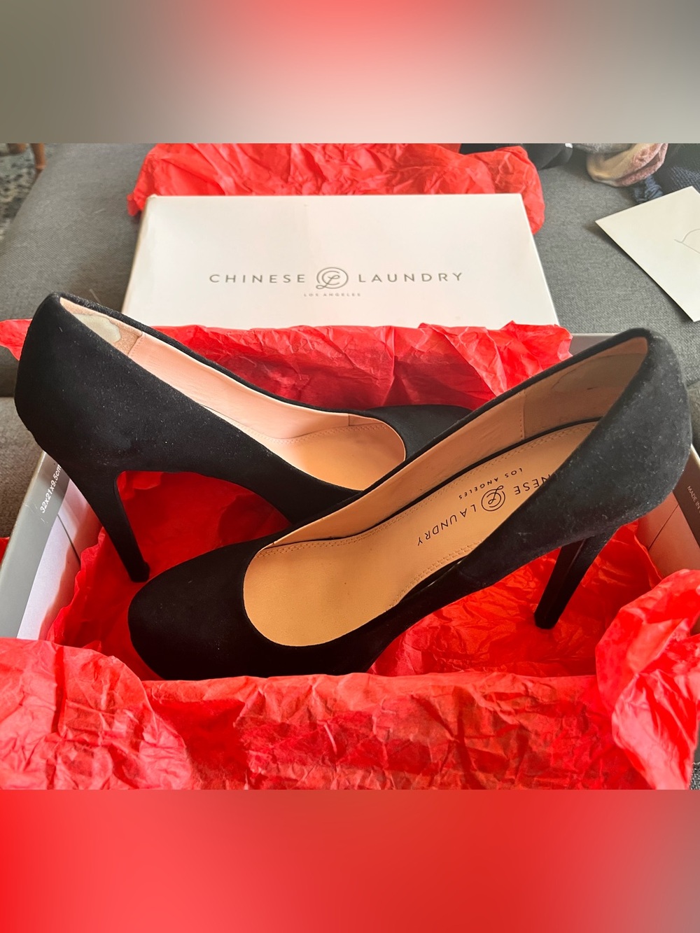 Chinese Laundry Wow Platform Pumps Black Suede High Heels size 10